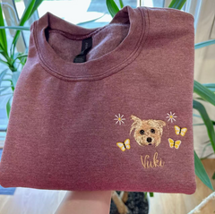 Custom Pet Portrait Sweatshirt | Personalized Embroidered Gift