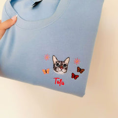 Custom Pet Portrait Sweatshirt | Personalized Embroidered Gift