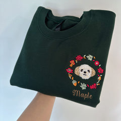 Custom Pet Portrait Hoodie | Personalized Embroidered Dog & Cat Sweatshirt