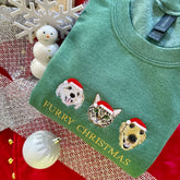 Christmas Pet Portrait Hoodie | Personalized Embroidered Dog & Cat Sweatshirt Gift