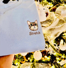 Christmas Pet Portrait Hoodie | Personalized Embroidered Dog & Cat Sweatshirt Gift