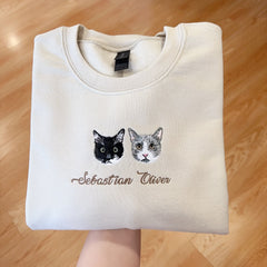 Custom Pet Portrait Hoodie | Personalized Embroidered Dog & Cat Sweatshirt