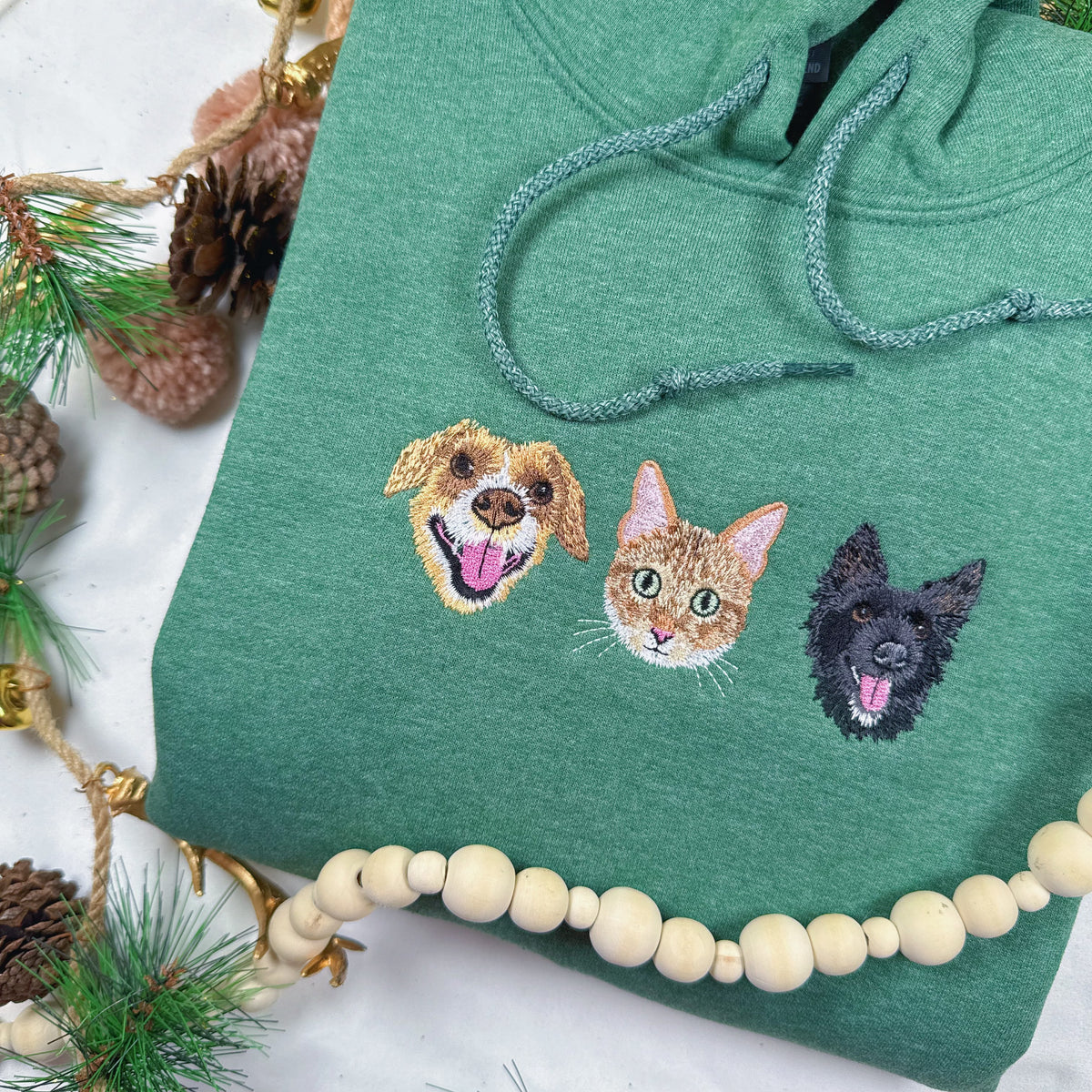 Custom Pet Portrait Hoodie | Personalized Embroidered Dog & Cat Sweatshirt
